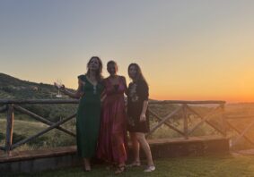 me and my friend during agusut in tuscany and umbria